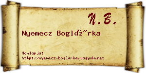 Nyemecz Boglárka névjegykártya